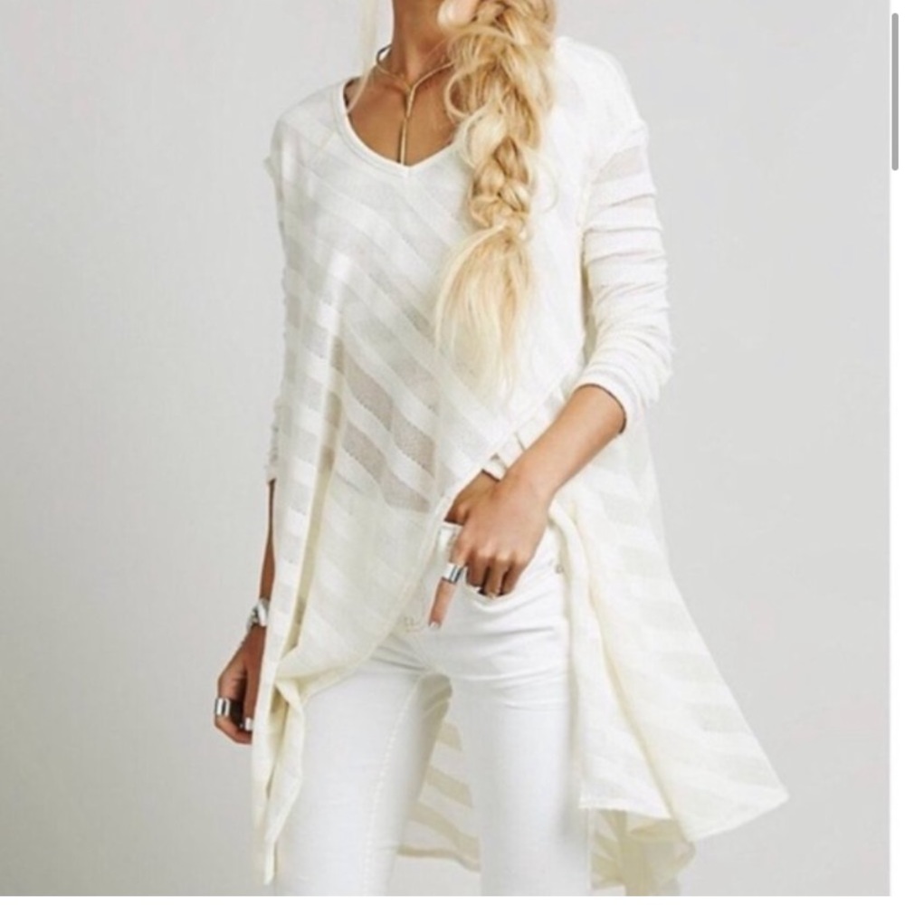 Free People Shadow Stripe Tunic Ivory Size S EUC